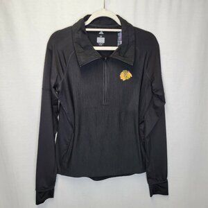 Adidas Women's Medium Climalite 1/4 Zip Pullover Black NHL Blackhawks